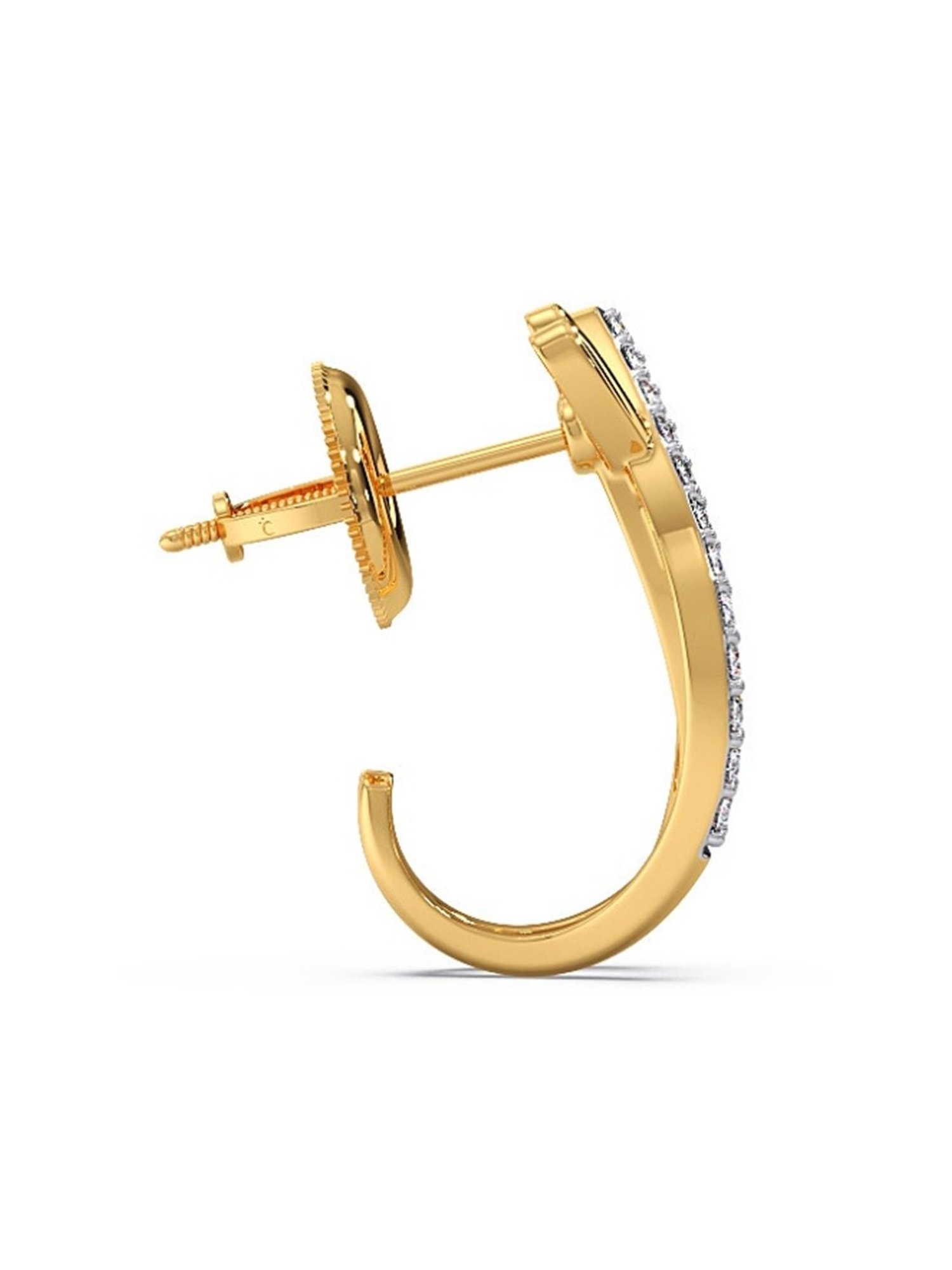 Candere by Kalyan Jewellers Peacock Collection 18k Yellow Gold Diamond Hoop Earrings for Women