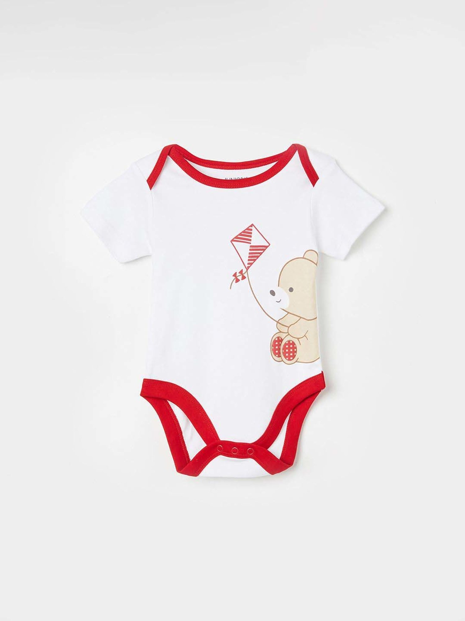Juniors by Lifestyle Kids White & Grey Cotton Bodysuit