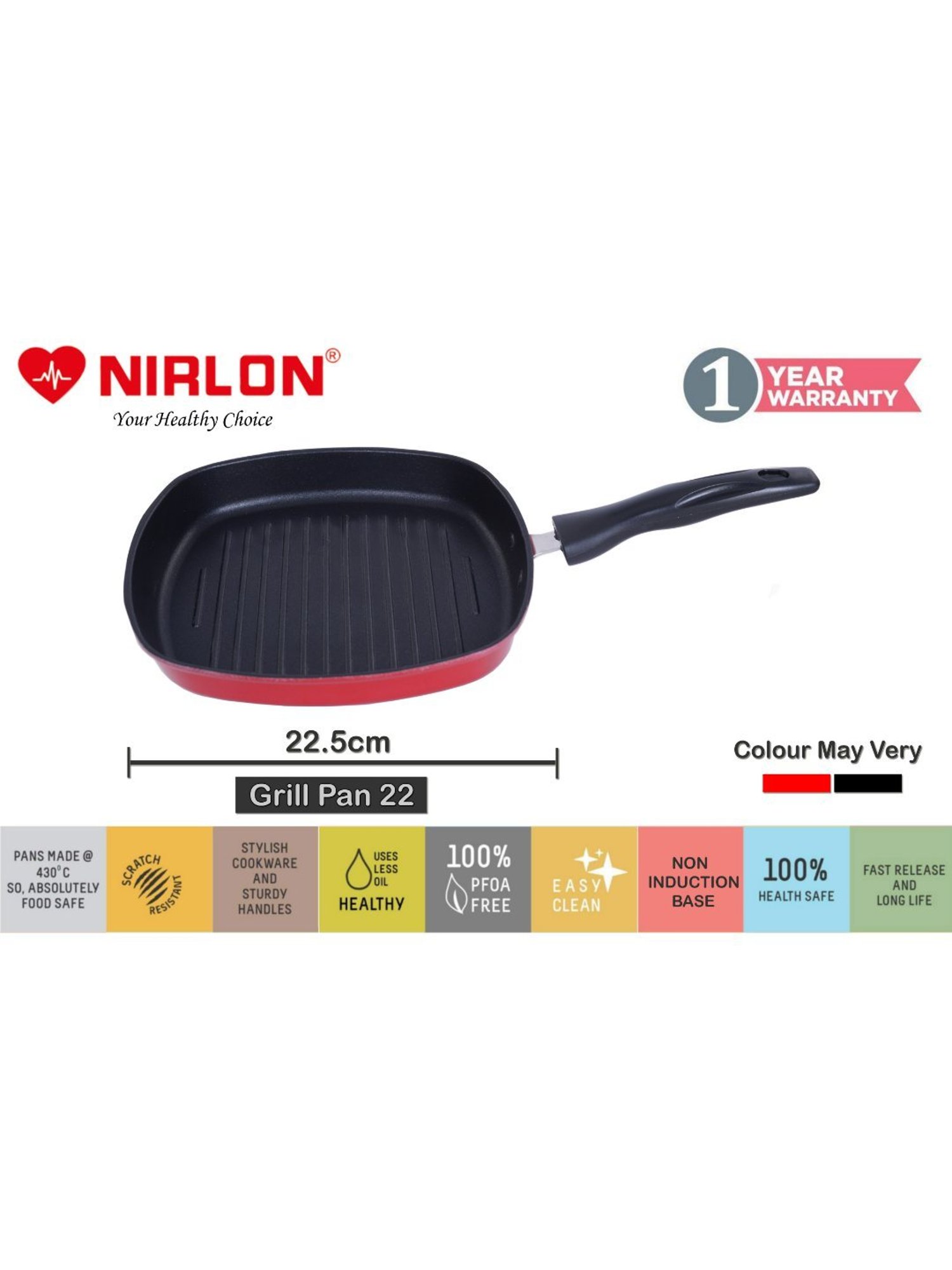 Nirlon Red Aluminium Non-Stick Cookware Set of 2