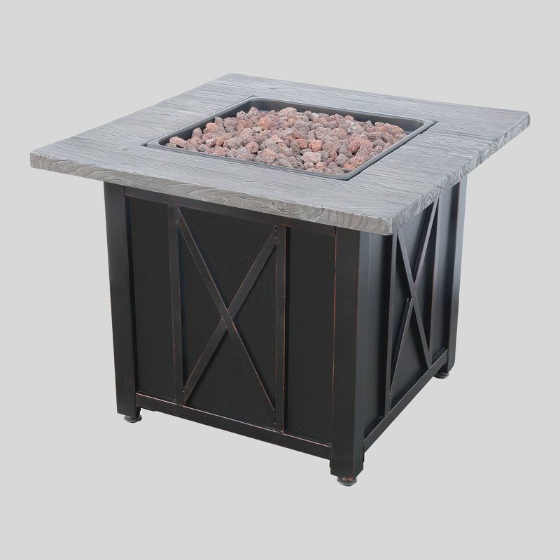 30" Outdoor Patio Gas Fire Pit with Wood Look Resin Mantel Gray - Endless Summer