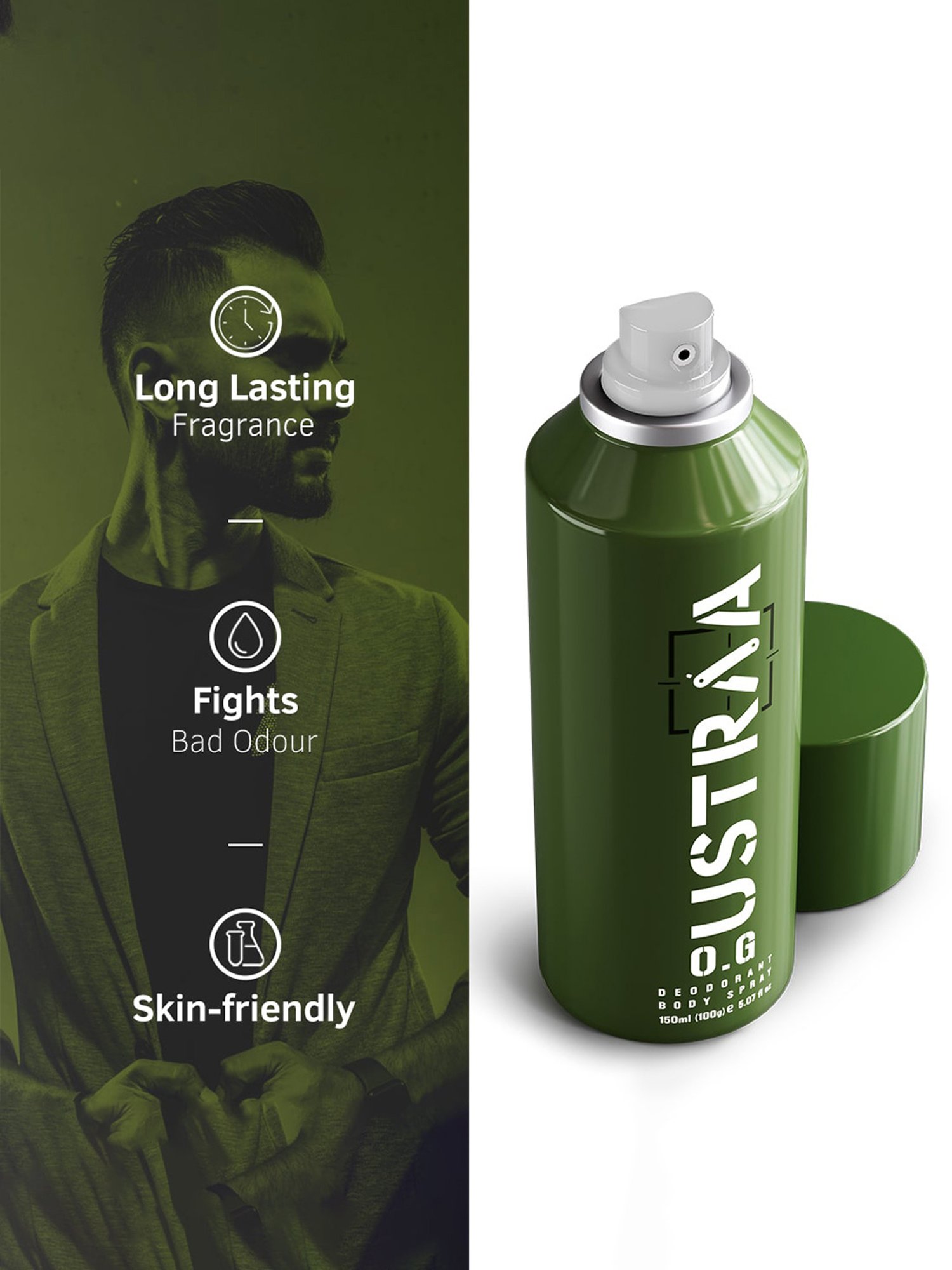 Ustraa O.G Deodorant & Face Wash Neem & Charcoal - Set of 2