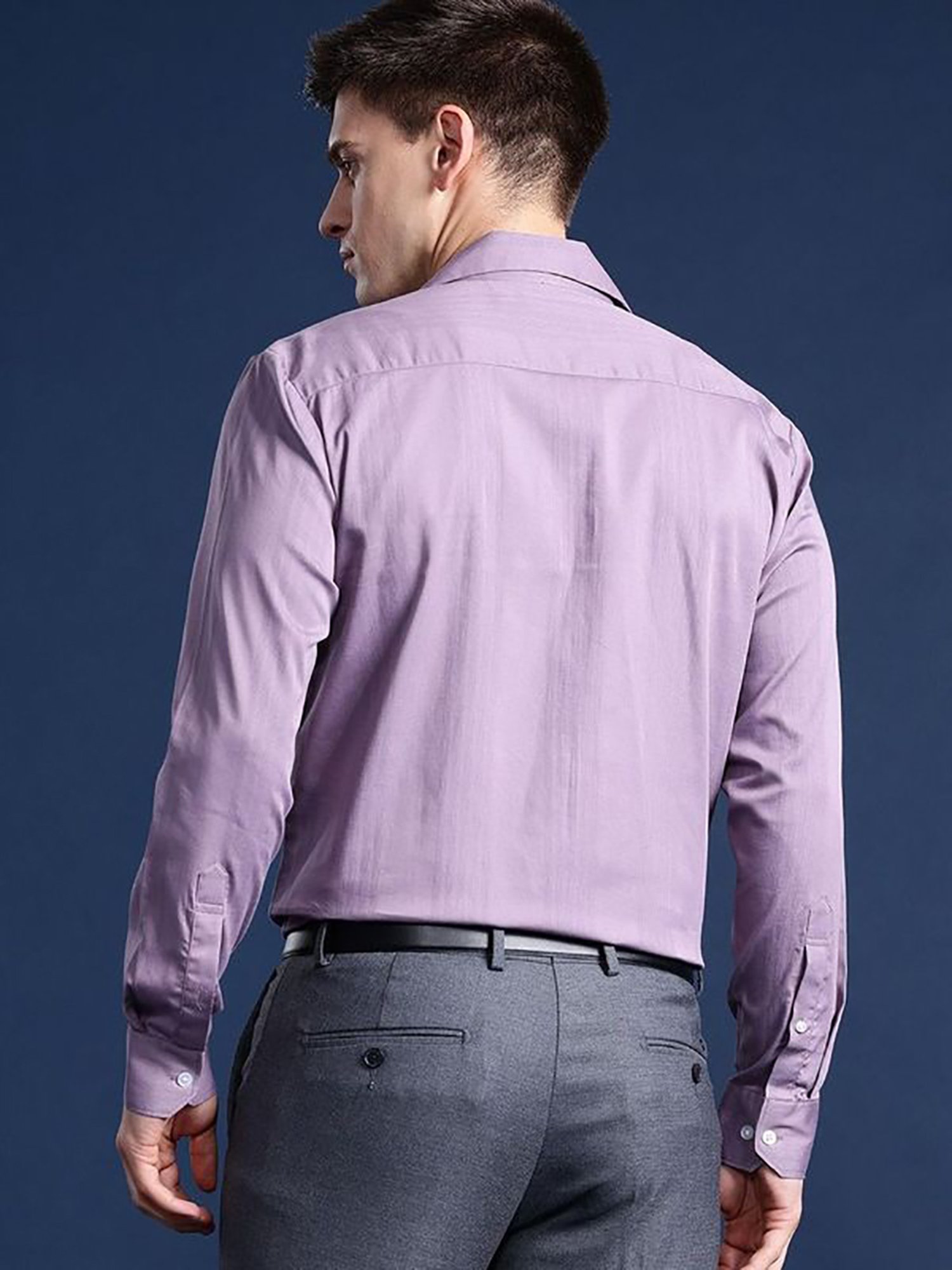 Hancock Purple Cotton Relaxed Fit Solid Shirts