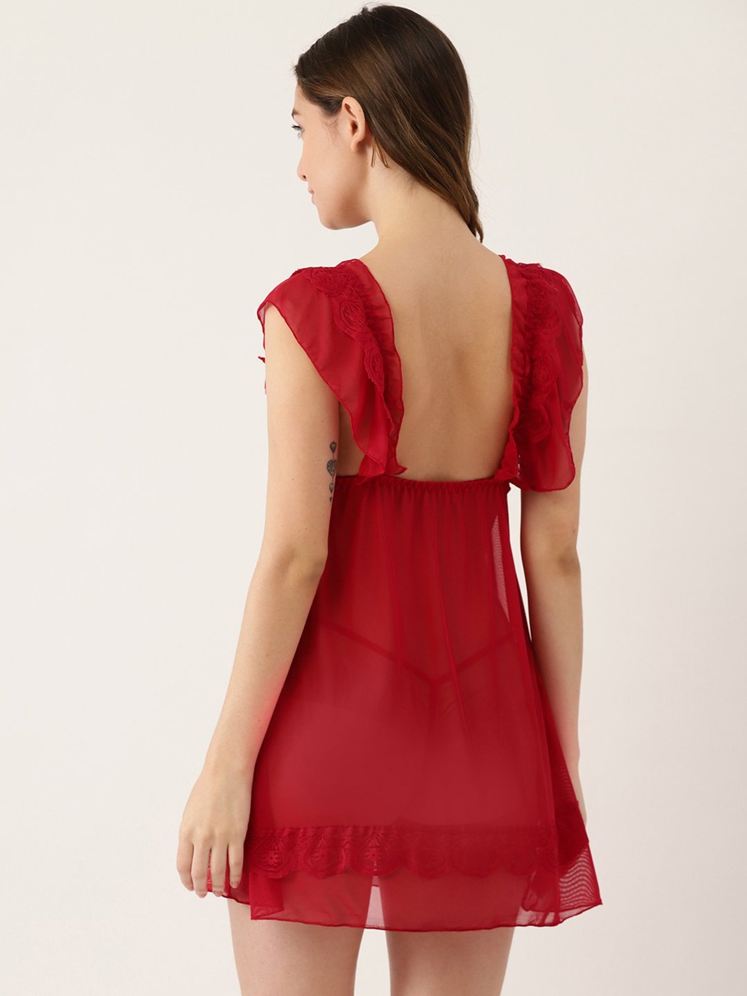 Ms.Lingies Red Lace Work Babydoll