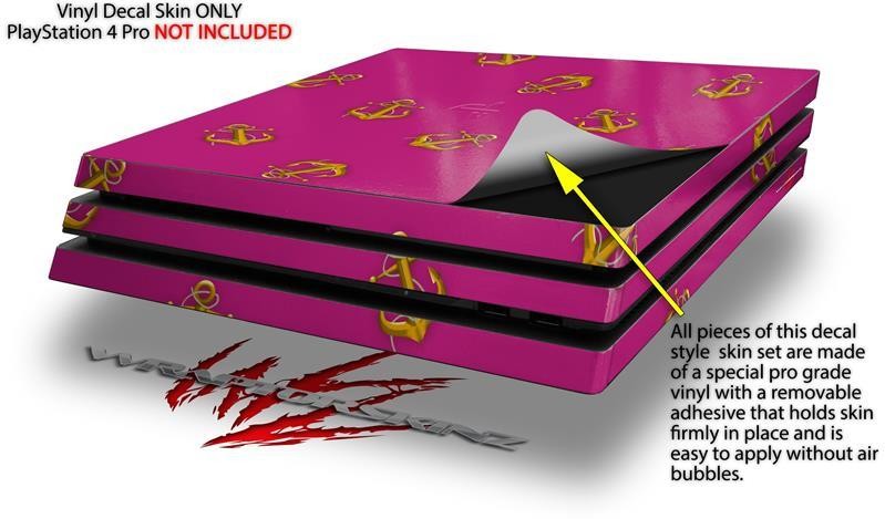 Anchors Away Fuschia Hot Pink PS4 Pro Skin fits Sony Playstation 4 Console