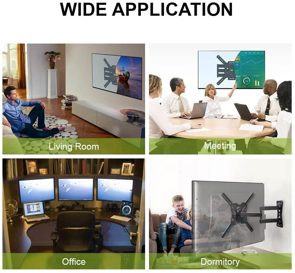 Full Motion Swivel Articulating Tilt TV Wall Mount Bracket for 26-55" LED, OLED and 4K TVs, TV Mount Fit for 32, 40, 50 TV with VESA Up to 400x400mm-Weight Capacity Up to 60lbs