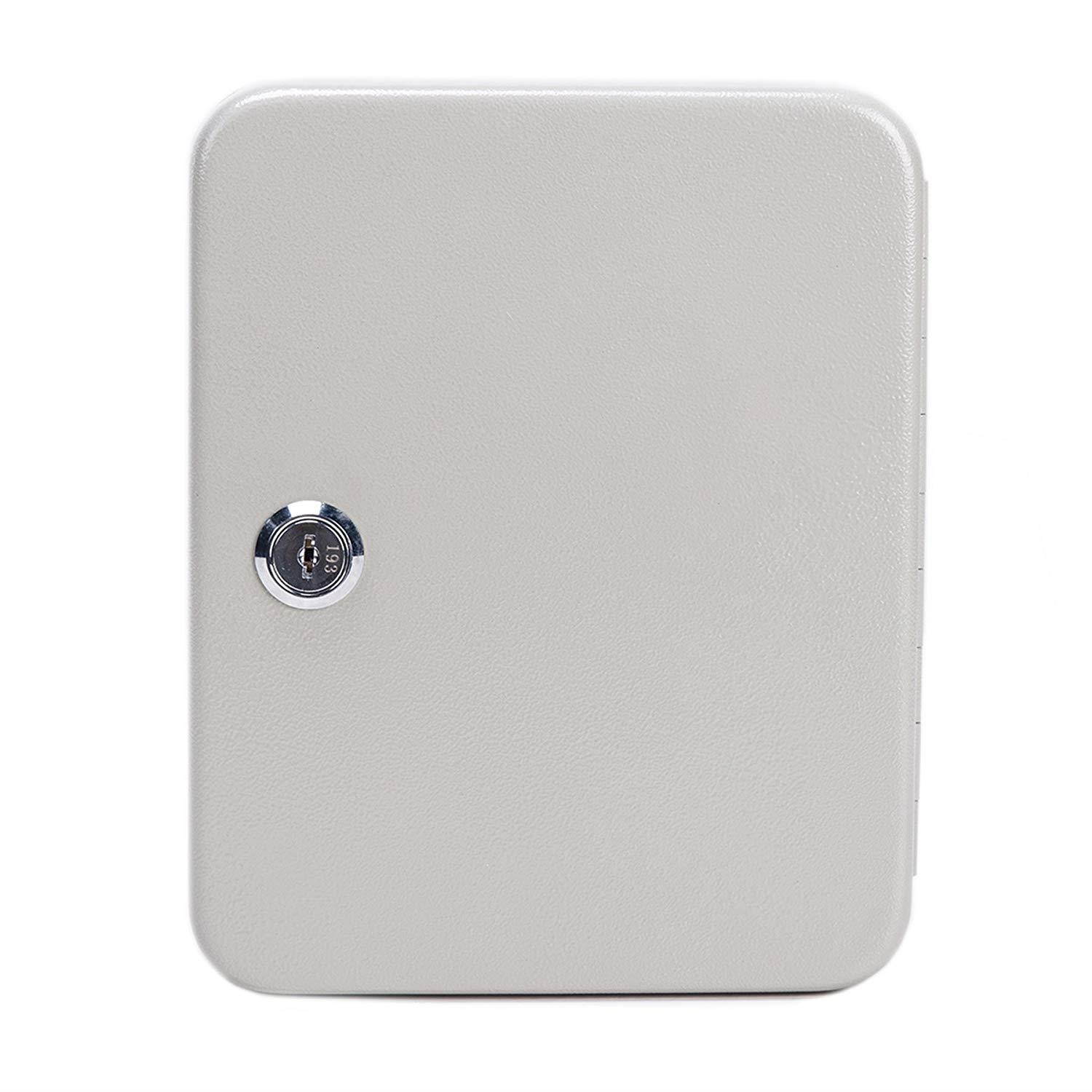 CO-Z Carbon Steel Key Cabinet Storage Box Organizer for Keys with Mechanical Lock 2 keys (white for 20 keys)