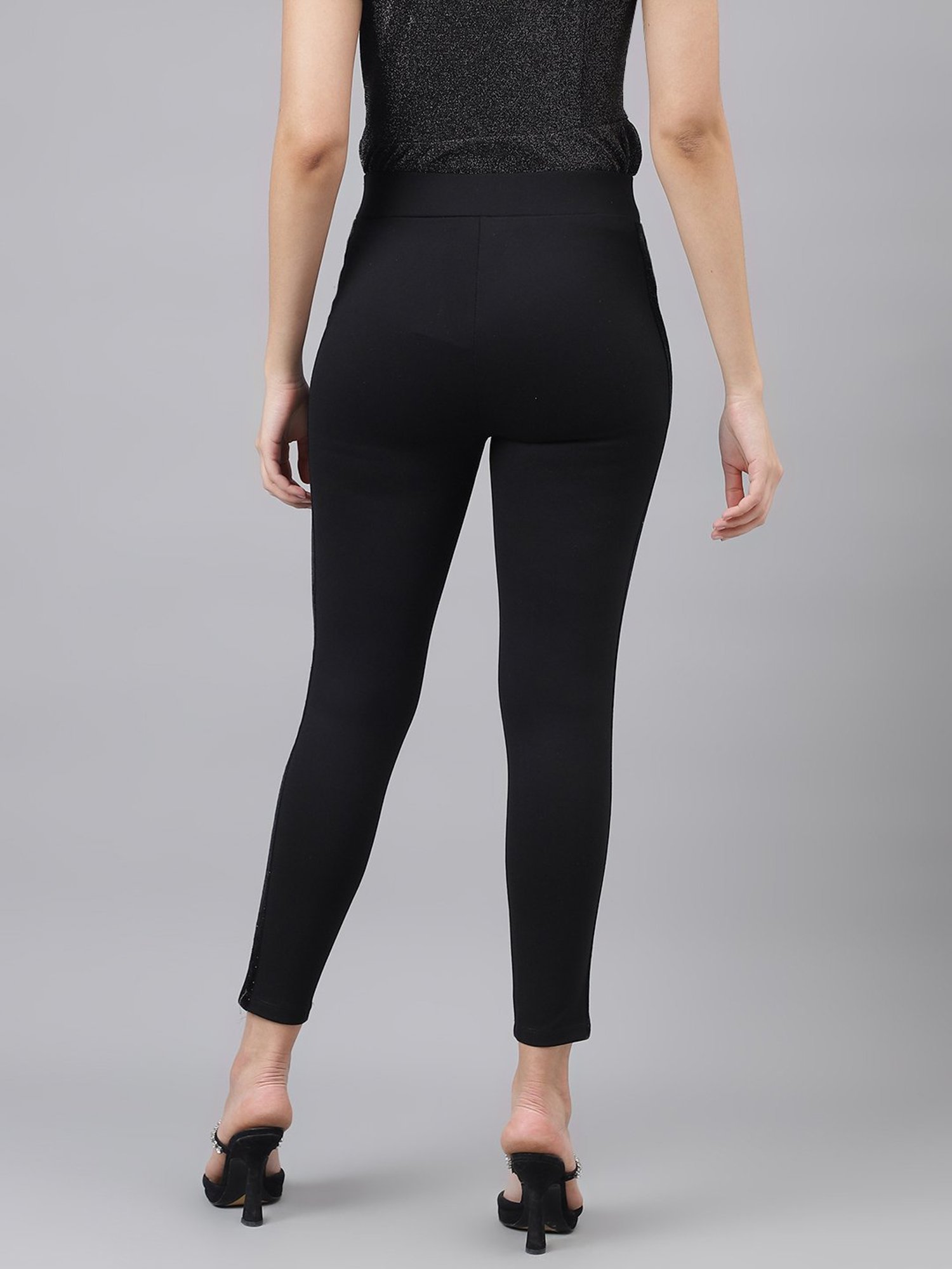 Latin Quarters Black Regular Fit Mid Rise Jeggings