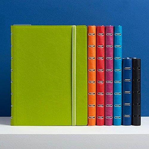 FILOFAX REFILLABLE NOTEBOOK CLASSIC, 10.8" x 8.5" Orange - Elegant leather-look cover with moveable pages - Elastic closure, index, pocket and page marker (B115104U)
