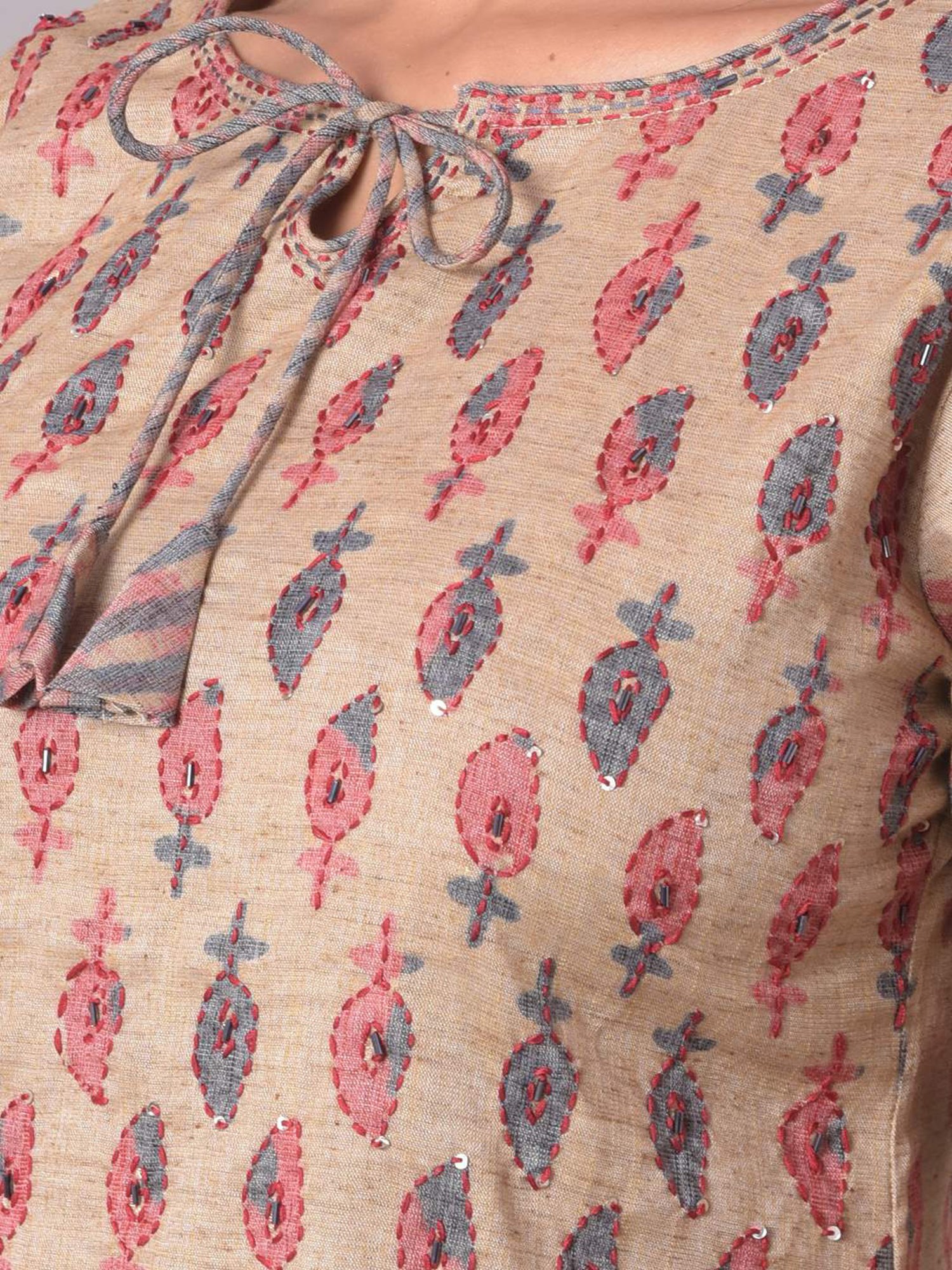 Dollar Missy Beige Embellished Kurta With Pants