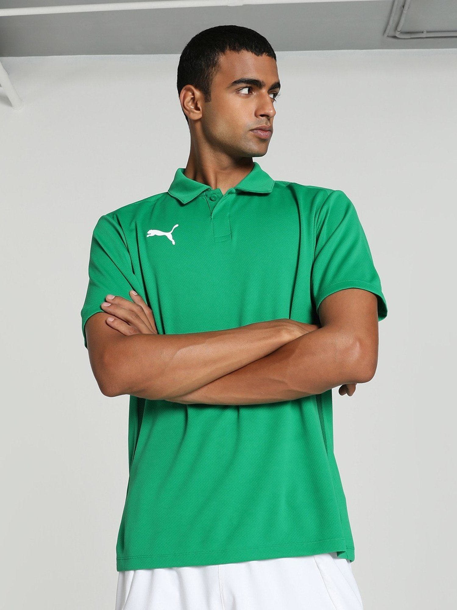 Puma teamGOAL Football Green Regular Fit Sports Polos