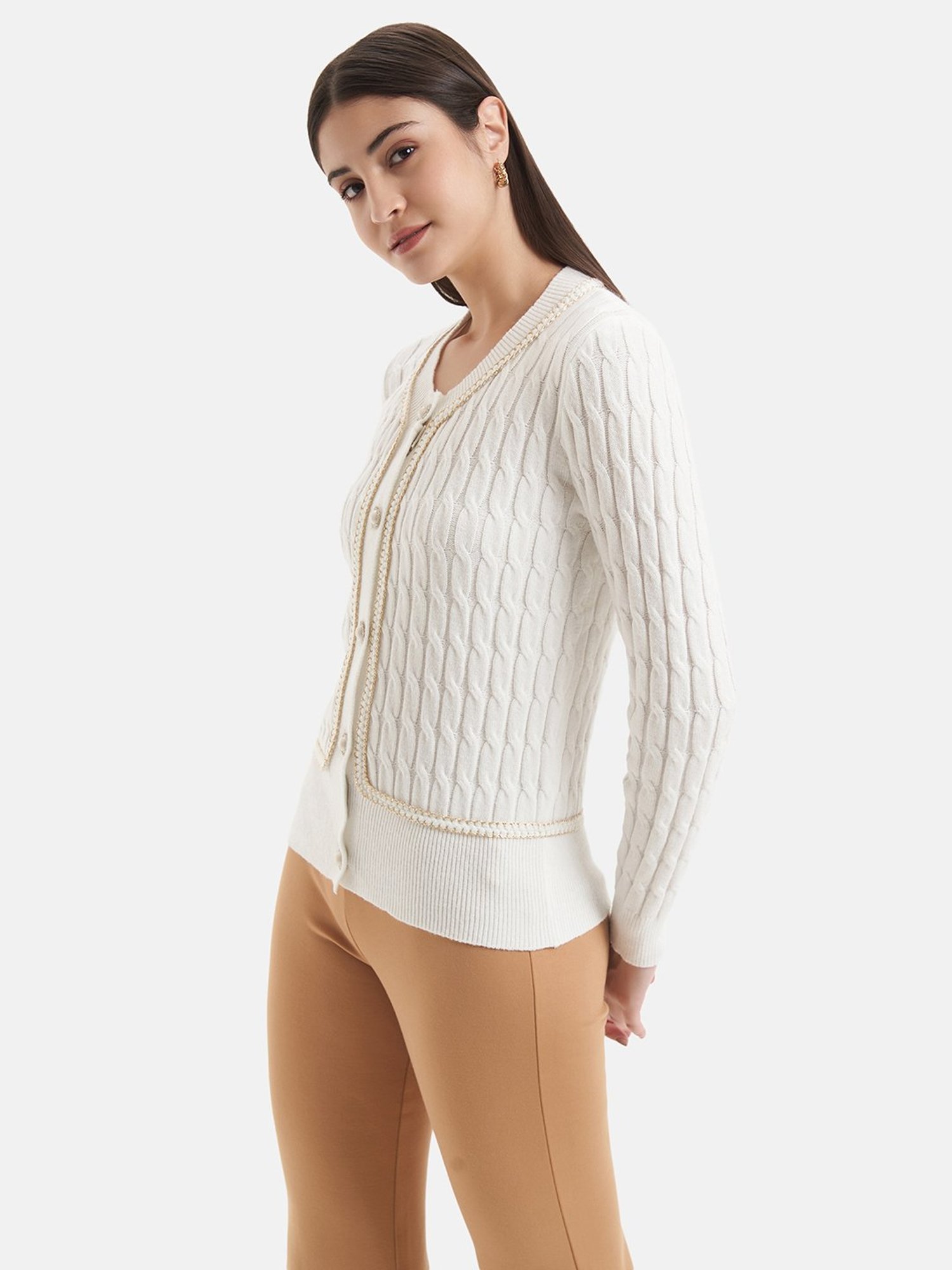 Kazo White Wool Cardigan