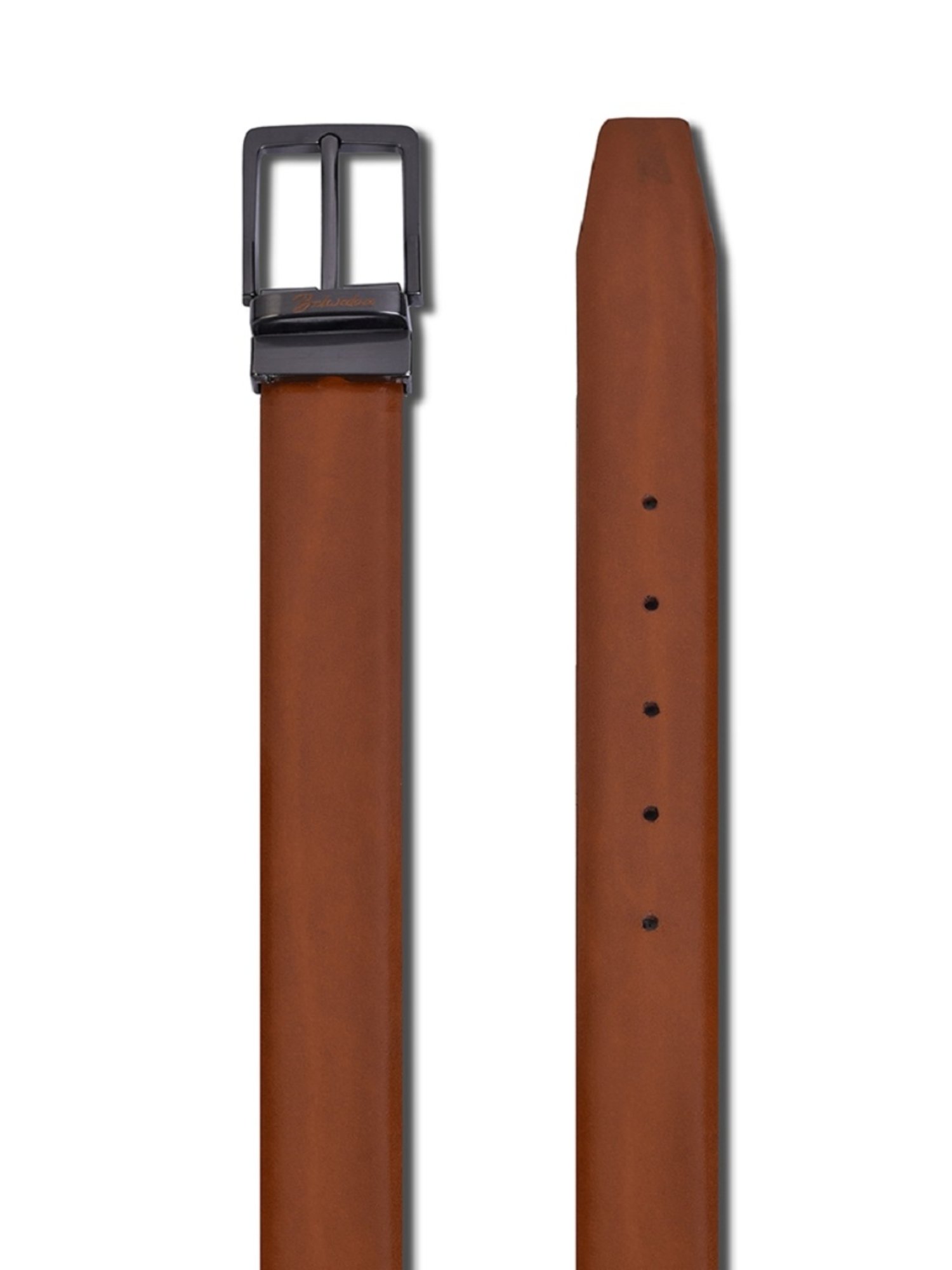 BELWABA Tan Textured Formal Reversible Leather Belt for Men