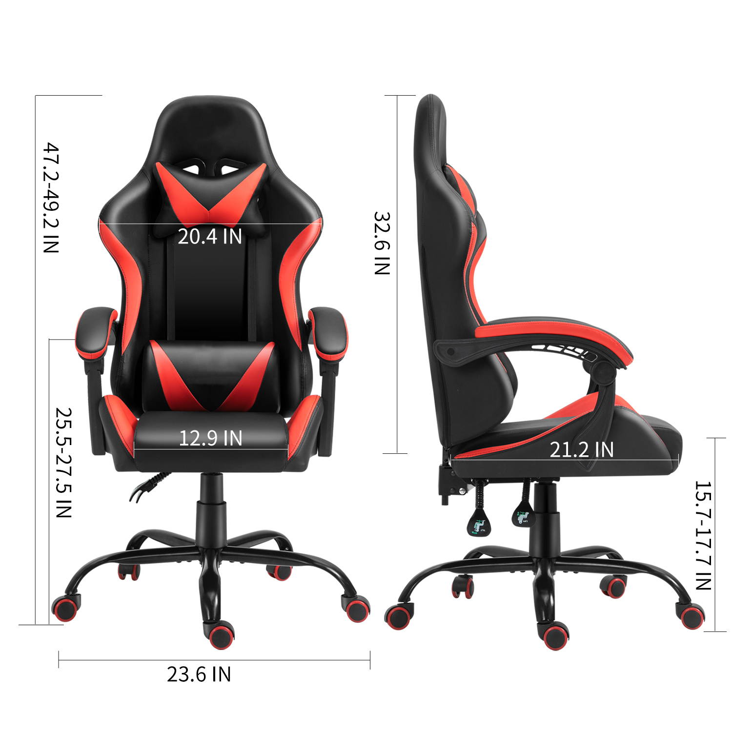 47.2 Inch Z-Shaped Gaming Desk with  Red Economic PU Leather Gaming  Chair Home Office Desk and Chair Set Gamer Workstation with Monitor Stand Carbon Fiber Surface Gamer Table with RGB Lights
