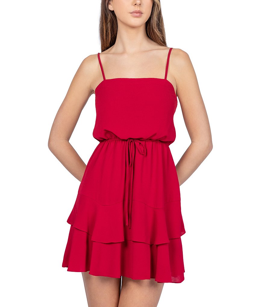 B. Darlin Spaghetti Strap Double Hem Dress