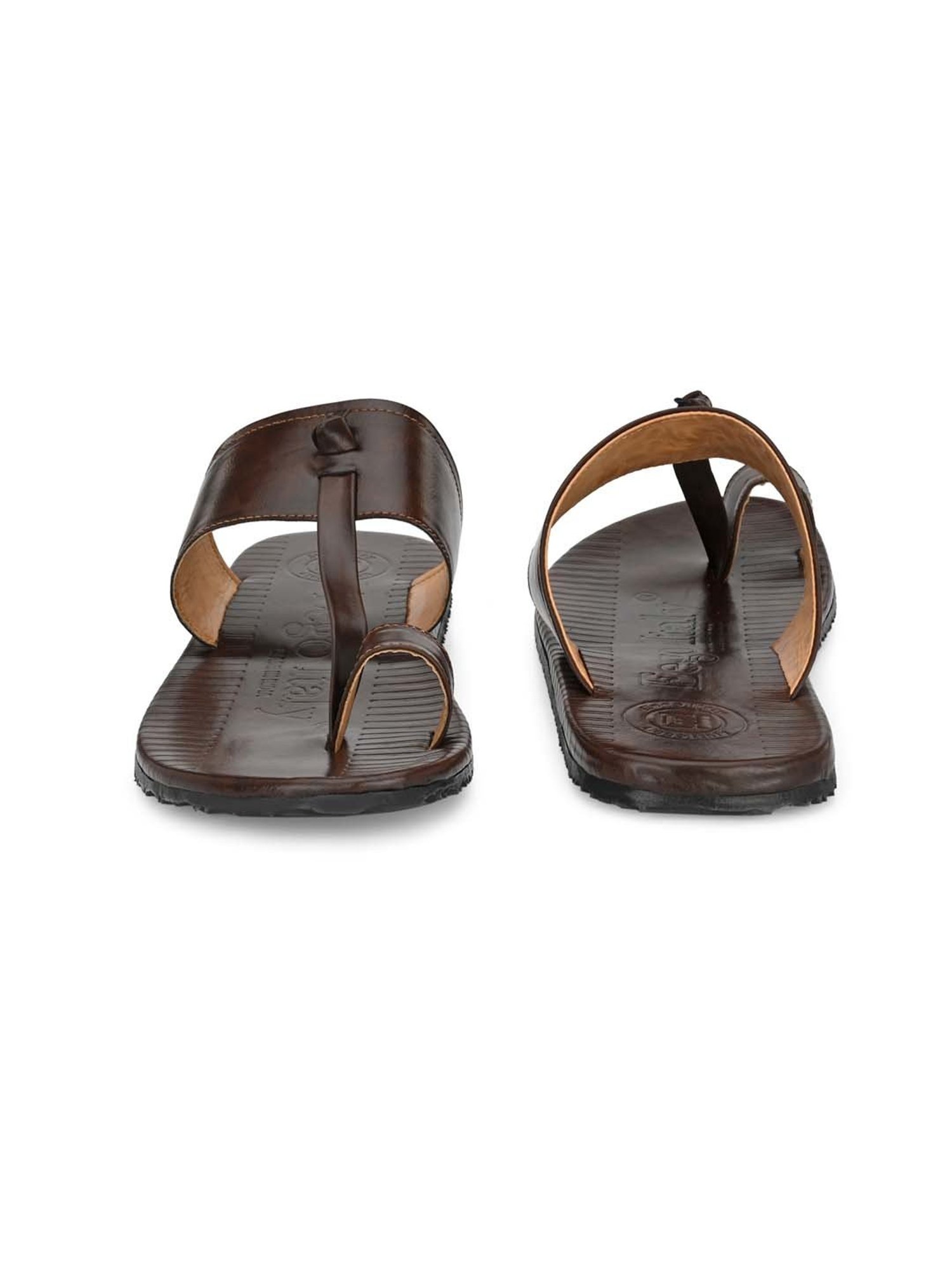 Eego Italy Men's Brown Toe Ring Sandals