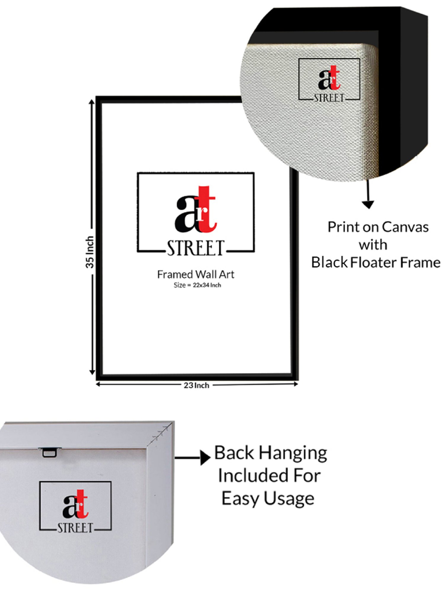 Art Street Printed Black Cotton Canvas Wall Art