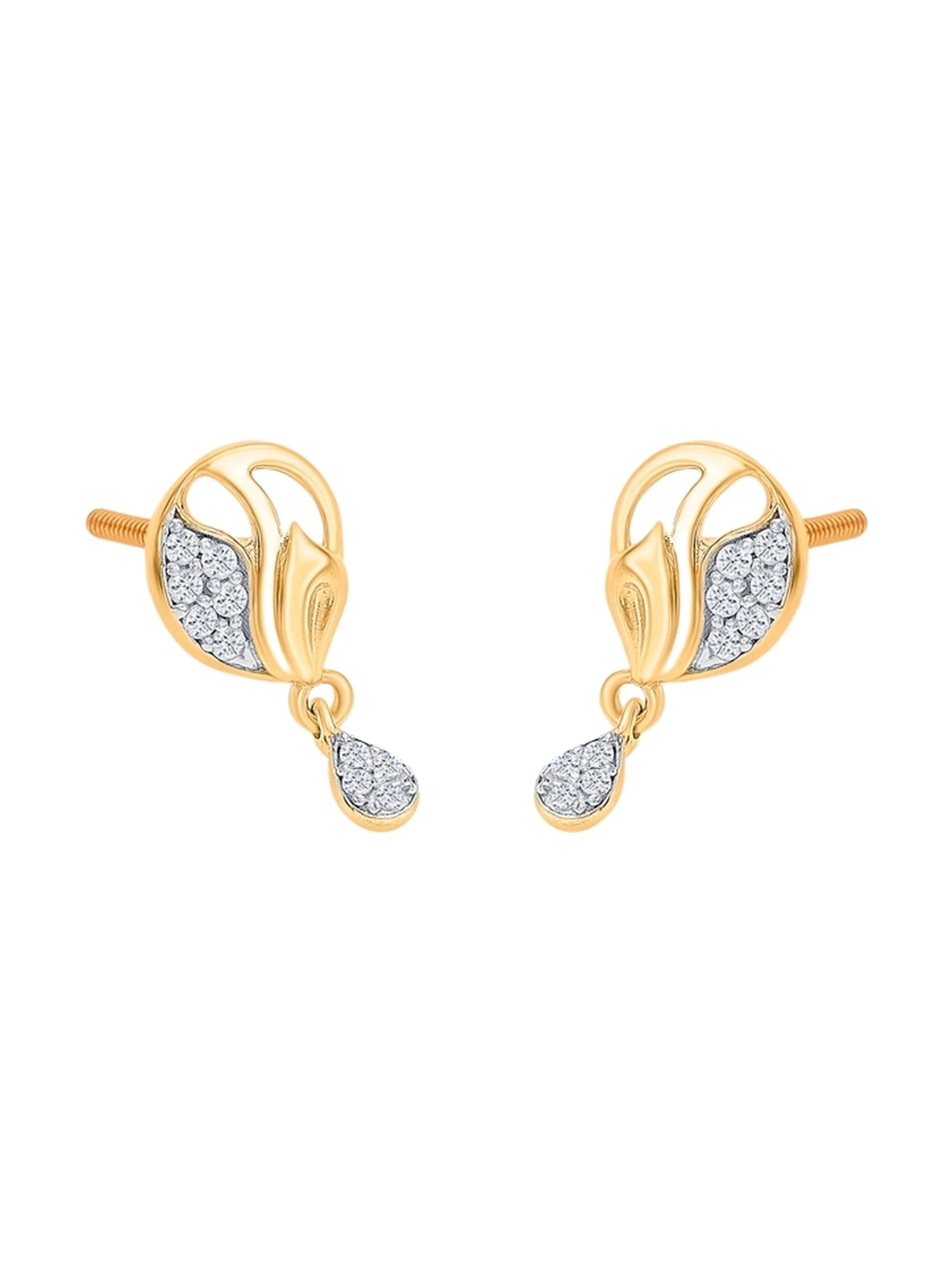 P.N.Gadgil Jewellers 22 Karat (916) BSI Hallmarked Yellow Gold Crystalline Breeze DanglerEarring