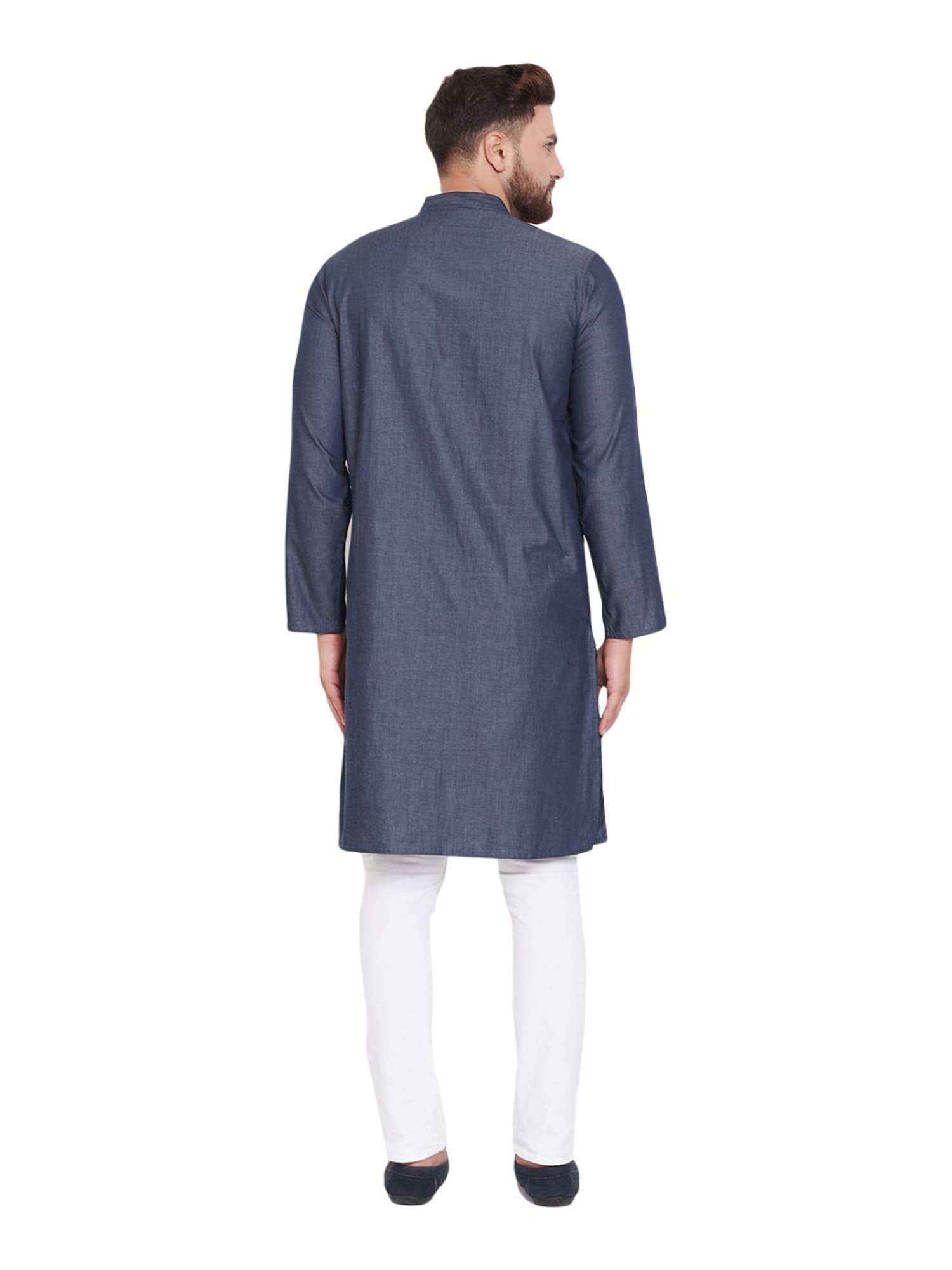 Even Navy Cotton Regular Fit Kurta