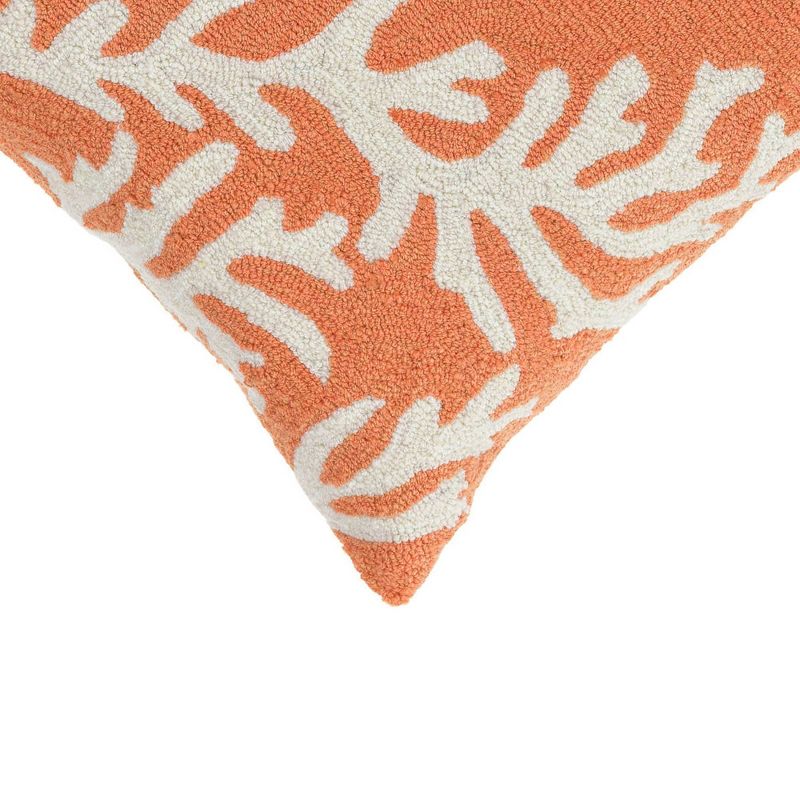 18"x18" Front Porch Coral Print Indoor/Outdoor Square Throw Pillow Orange - Liora Manne