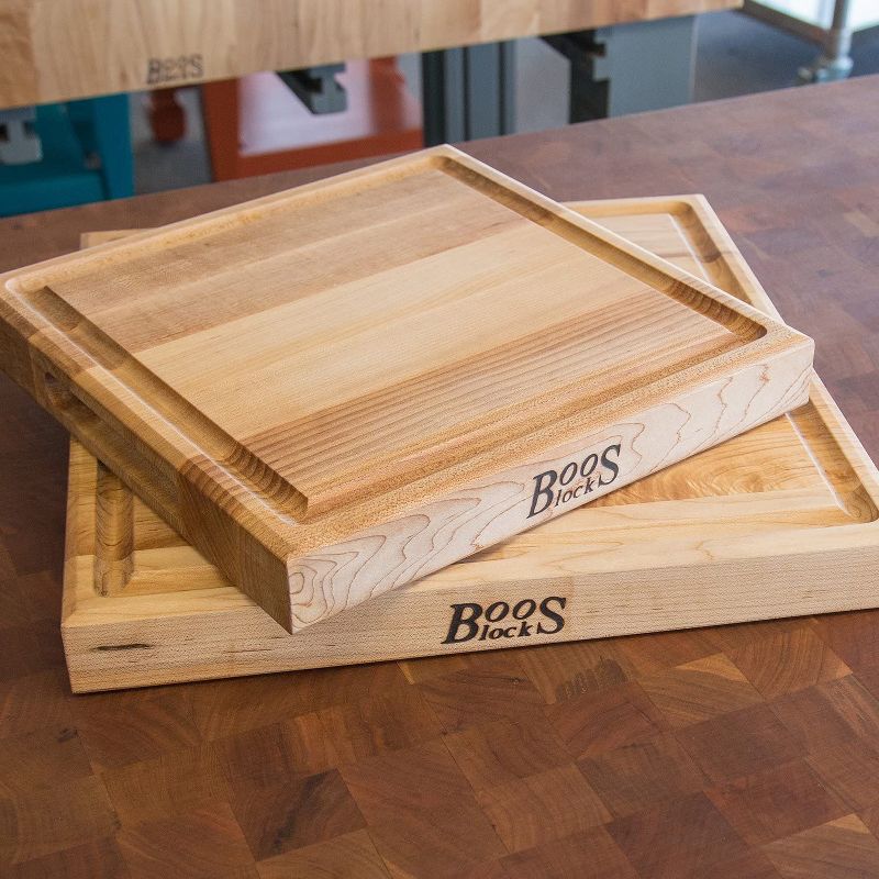 John Boos Block 12x12 Inch Reversible Square Cutting/Carving Board with Integrated Juice Groove, Solid Maple Wood