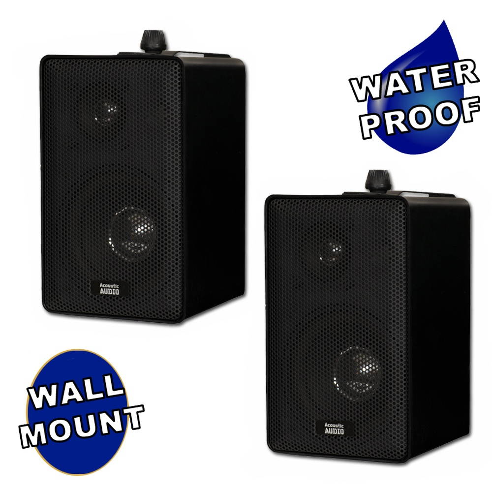 Acoustic Audio 251B Indoor Outdoor 3 Way Speakers 400 Watt Black Pair New