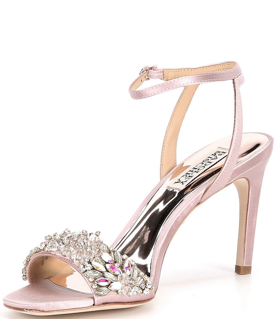 Badgley Mischka Rider Satin Crystal Embellished Dress Sandals