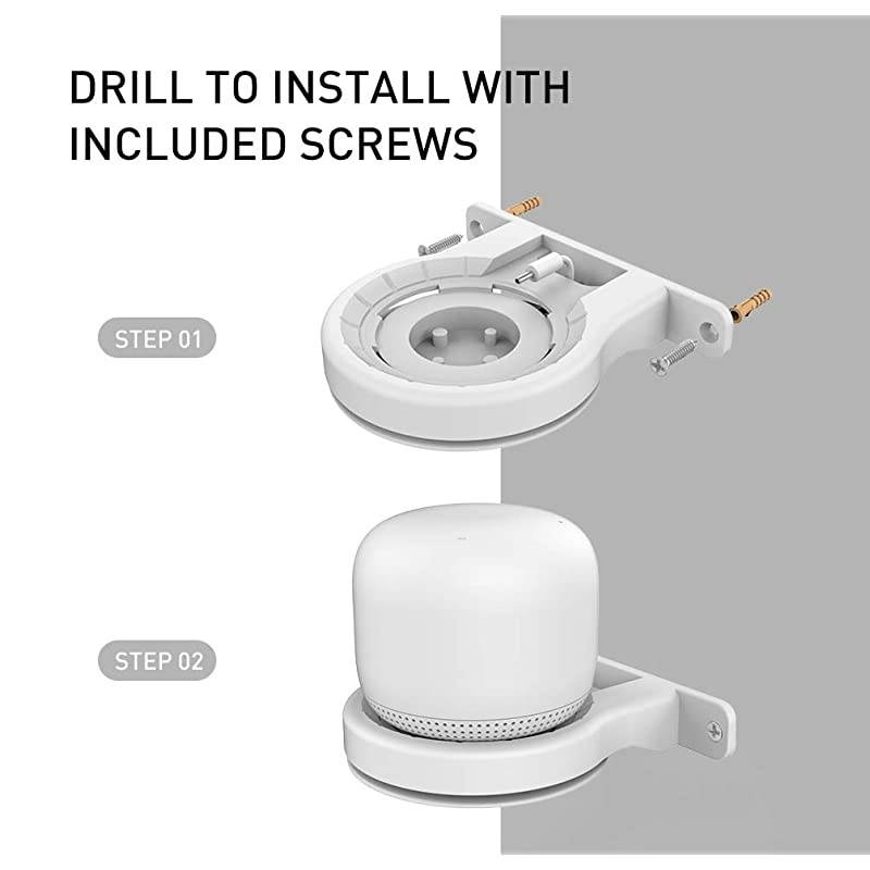 2 Pack Google WiFi Wall Mount ABS Bracket Holder Shelf for Google Nest WiFi Router and SystemBuiltin Cable Management 2 Pack White