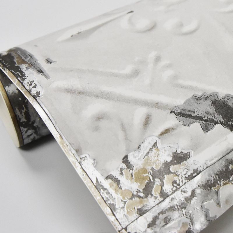 NuWallpaper Vintage Tin Tile Peel & Stick Wallpaper Gray