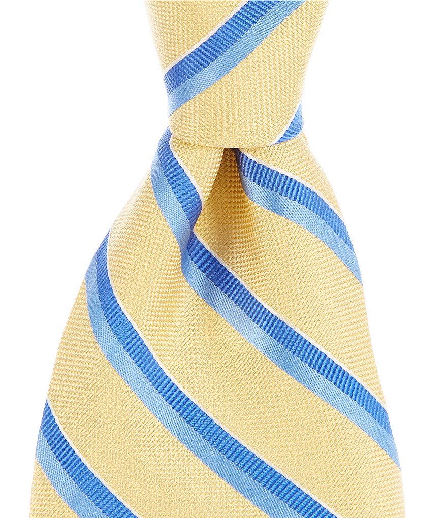 Roundtree & Yorke Carlisle Stripe Traditional 3 3/8#double; Silk Tie