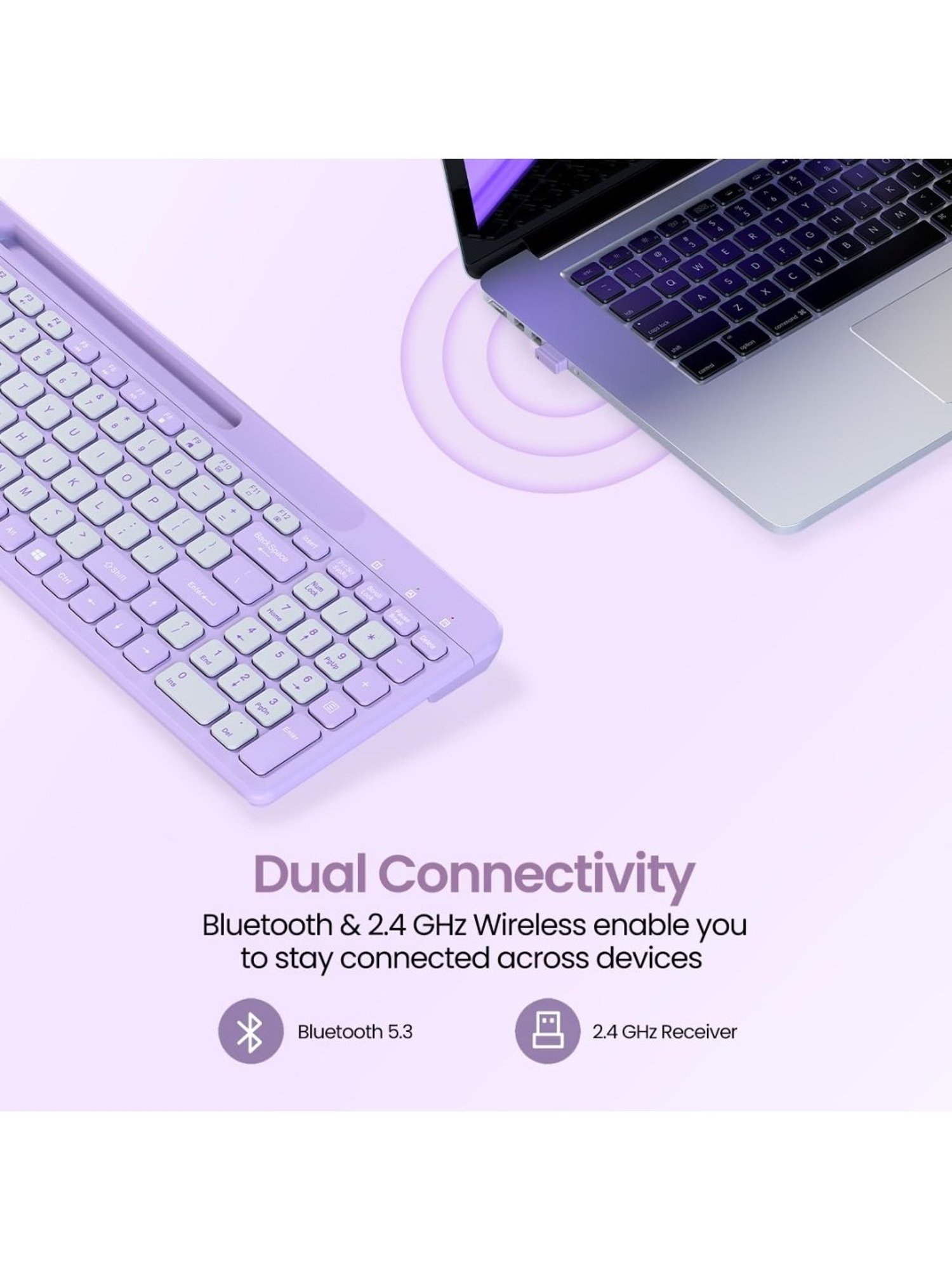 Portronics Bubble Square Wireless Keyboard (Purple)