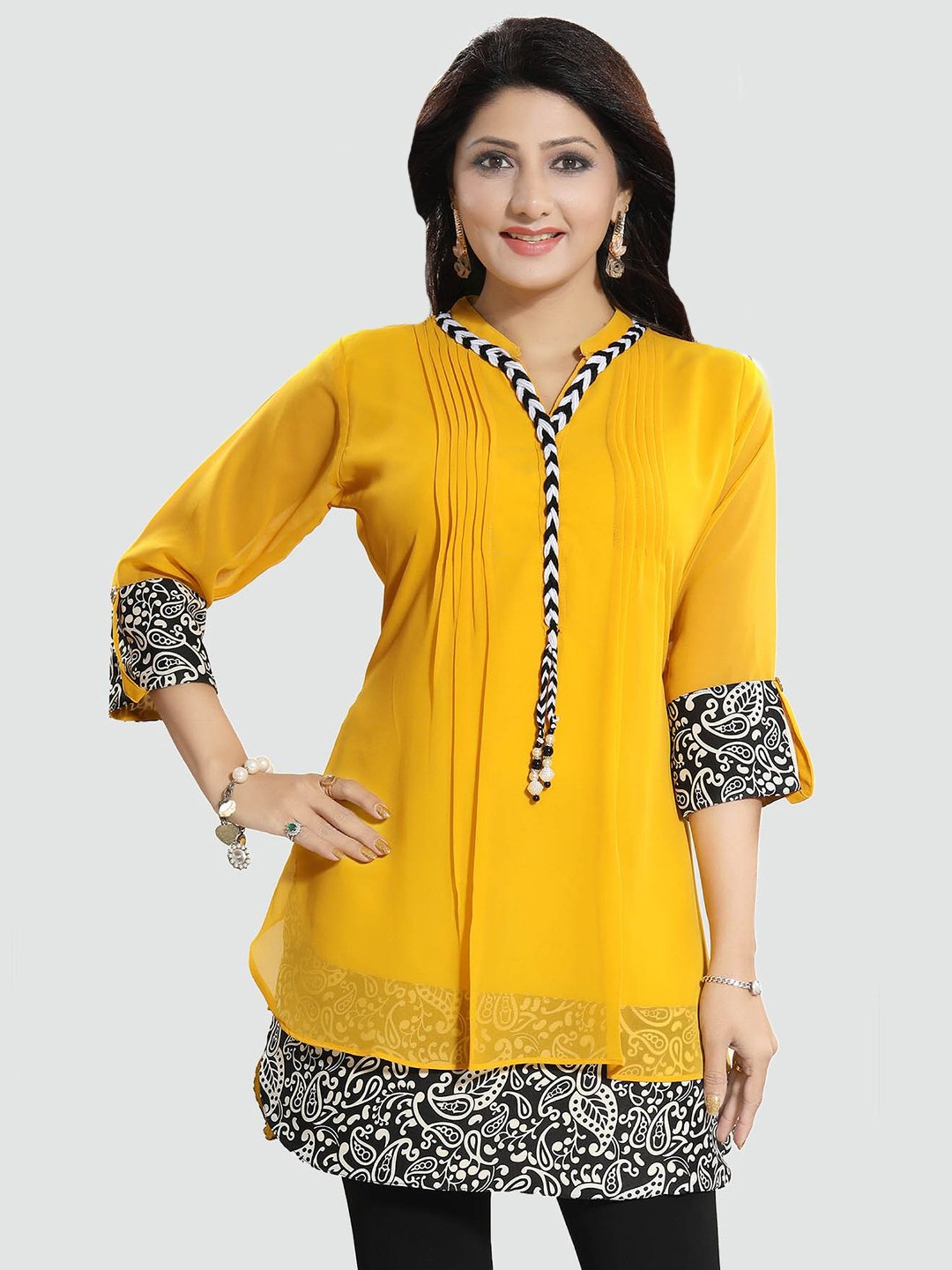 Saree Swarg Yellow Embellished Tunic
