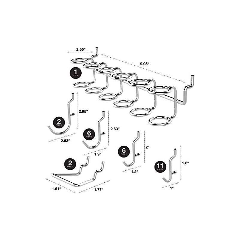 53106 Pegboard Hooks Organizer Accessories Set 50 Piece | Chrome Plated Assortment Fur Pak