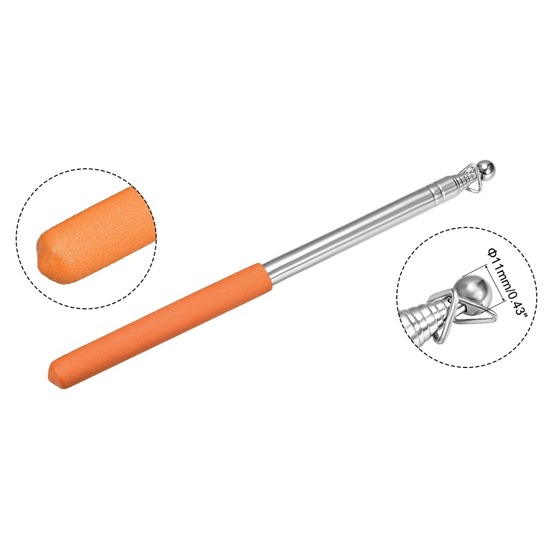 4.6ft/1.4m Telescopic Handheld Flagpoles Stainless Steel Telescopic Guide Flag Pole Teaching Pointer for Tour Guides and Teachers Orange 3pcs