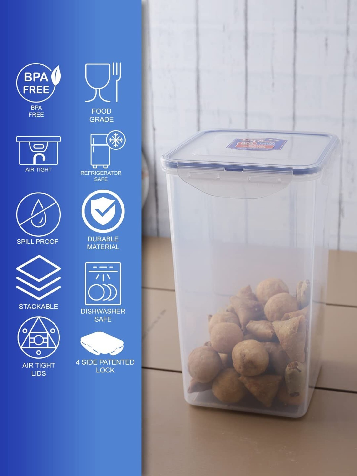 Lock & Lock Transparent Plastic Tall & Square Food Container