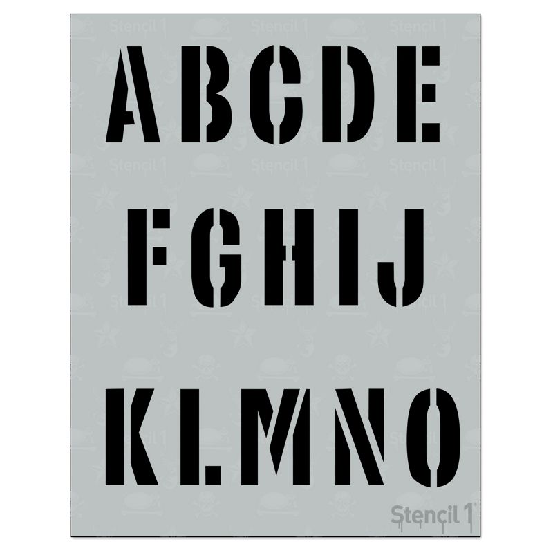 Stencil1 Industrial Font 2" - Letter Stencil 8.5" x 11"
