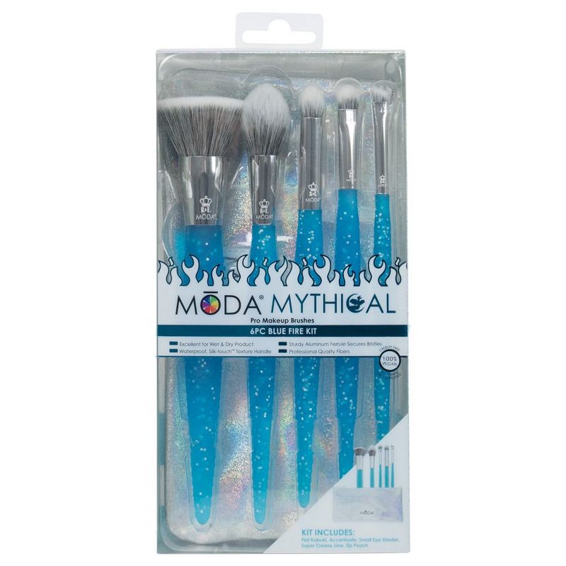 MODA Brush Mythical 6pc Blue Fire Makeup Brush Set with Zip Case