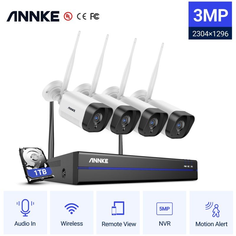 ANNKE 8CH 3MP Super HD Wireless Security Camera System with 1TB