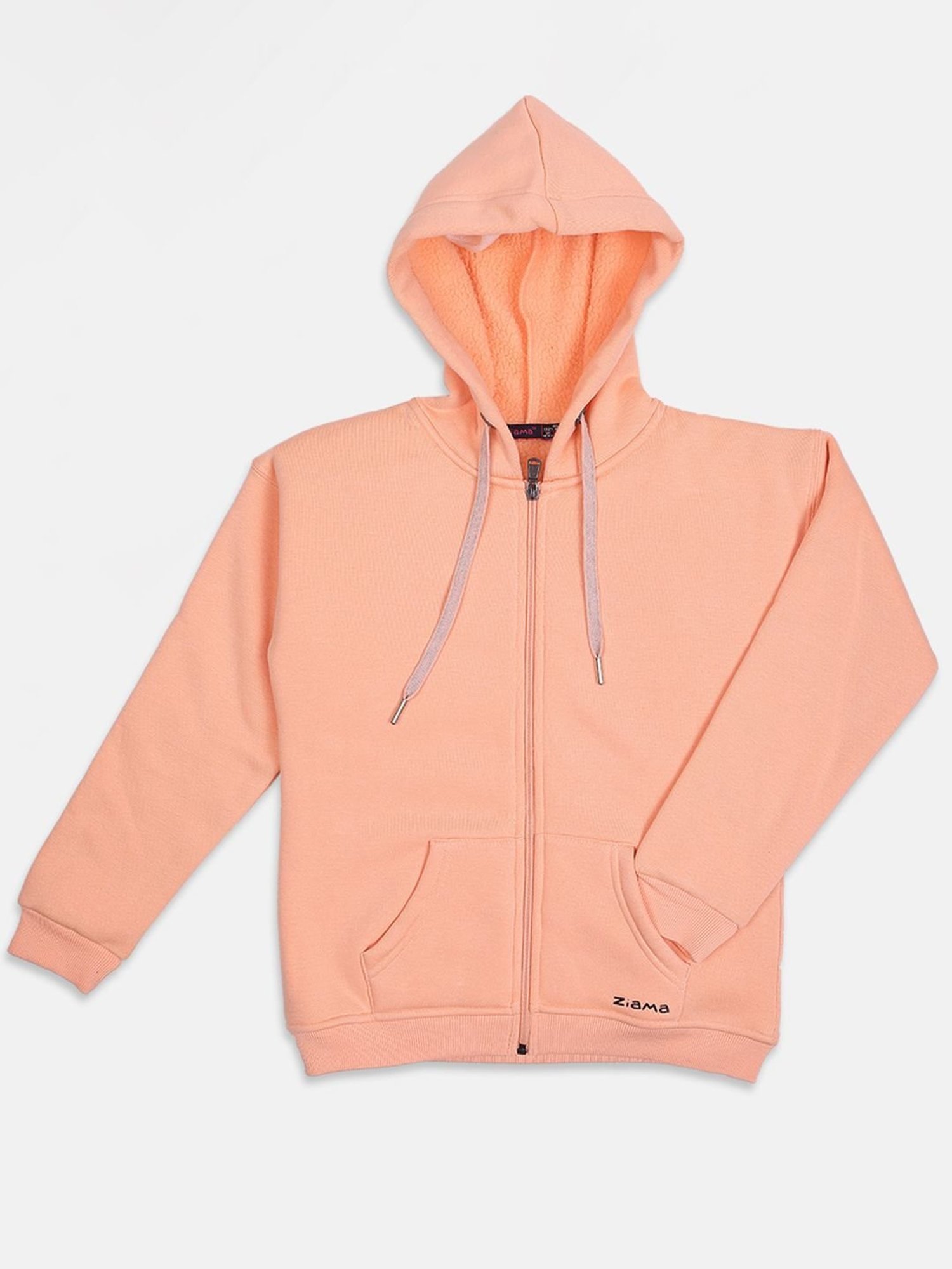 ZIAMA Kids Peach Regular Fit Full Sleeves Sweatshirt