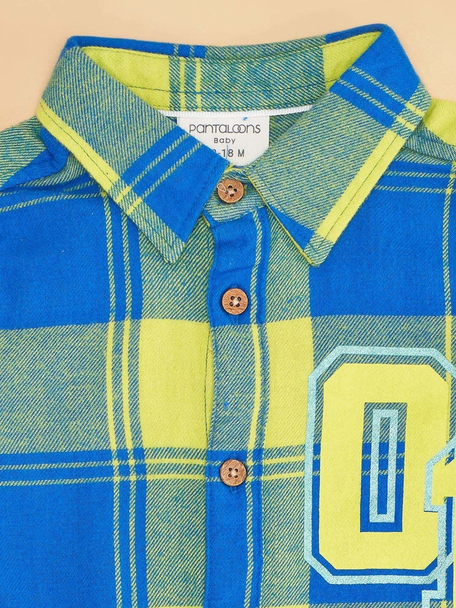 Pantaloons Baby Kids Blue & Yellow Cotton Chequered Full Sleeves Shirt