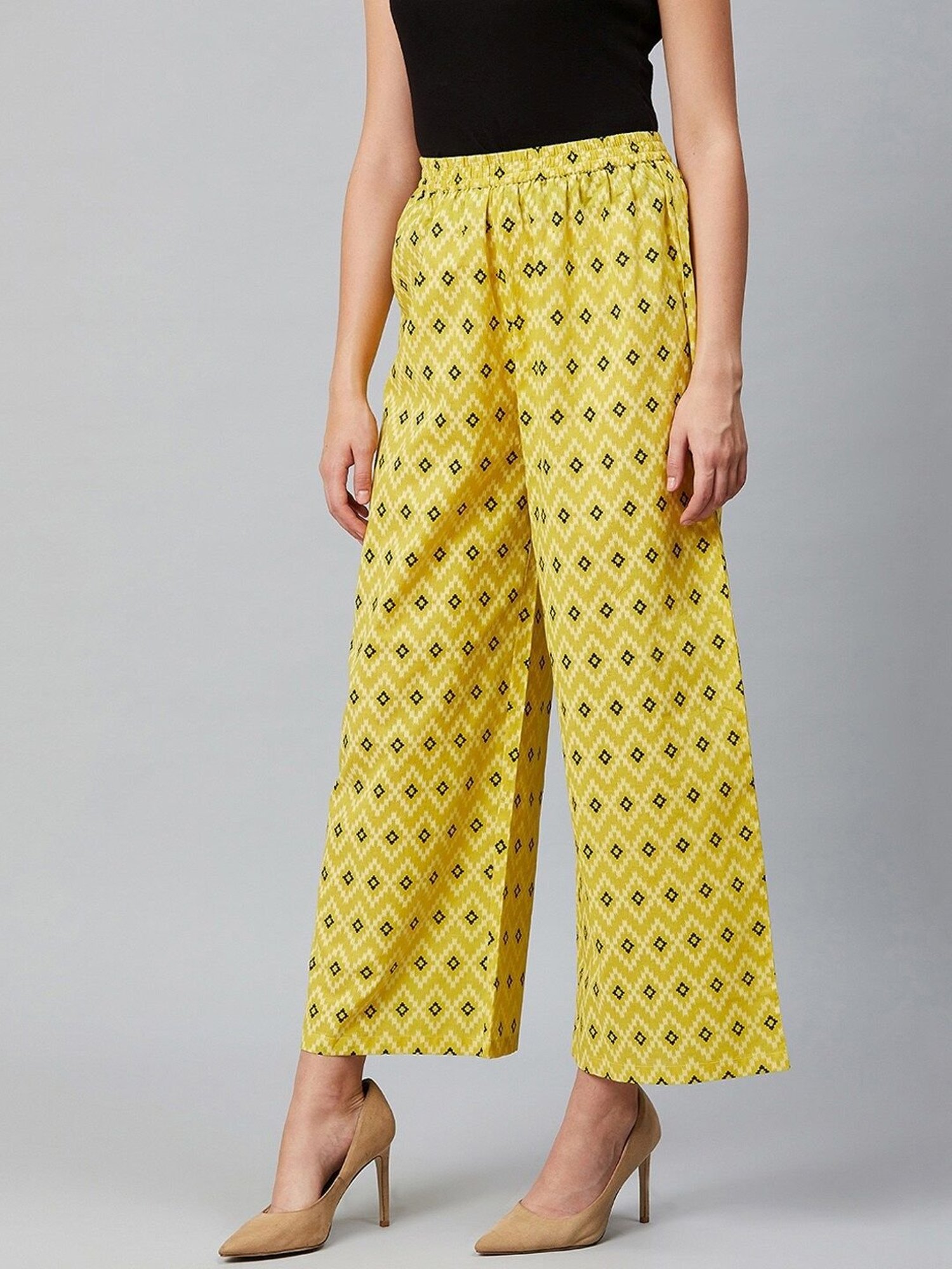 Sringam Green Cotton Printed Palazzos