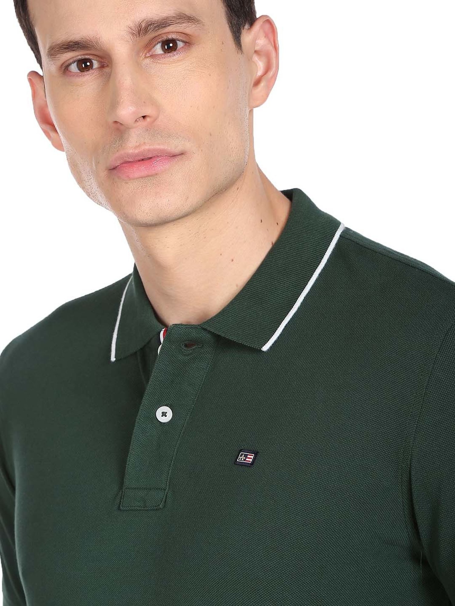 Arrow Sport Dark Green Regular Fit Cotton Polo T-Shirt