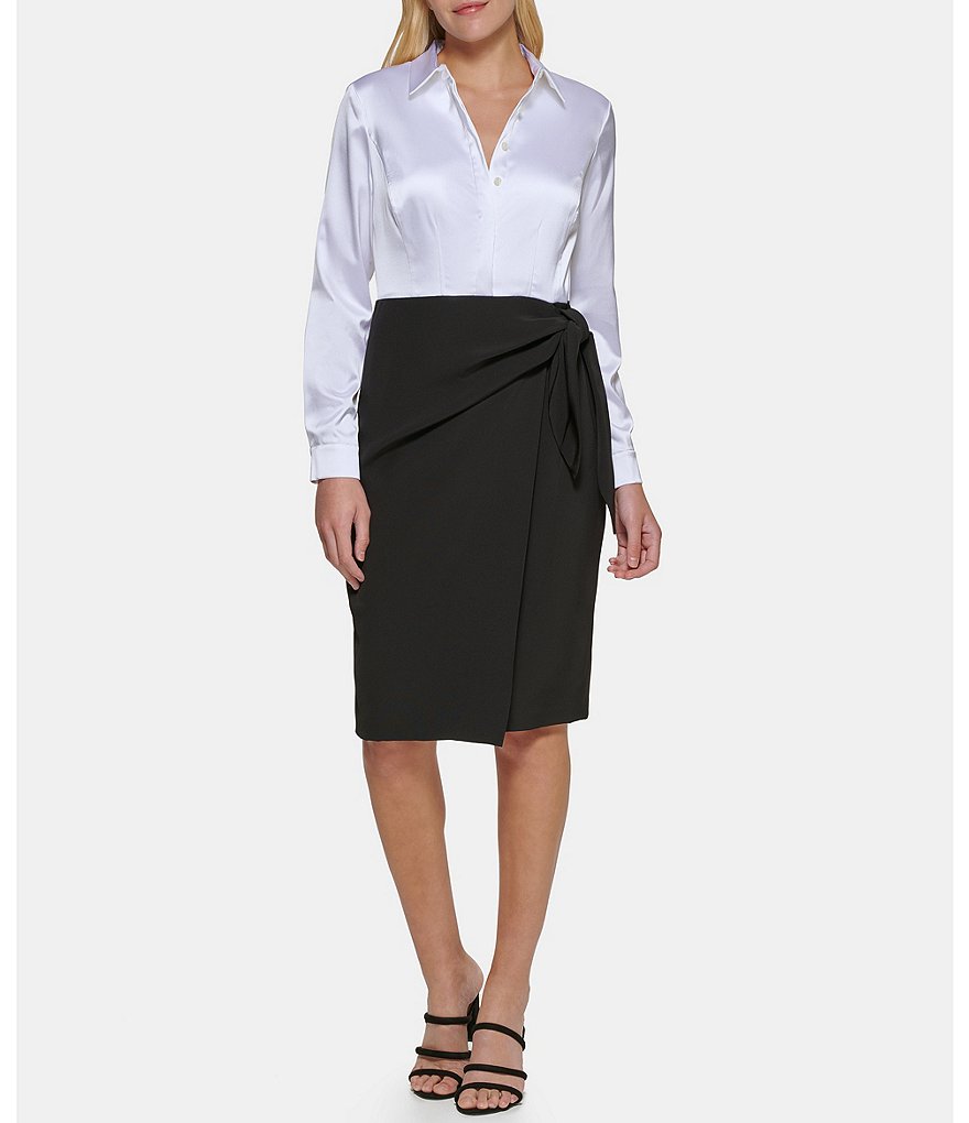 Calvin Klein Sleeveless Round Neck Button Front Sheath Dress