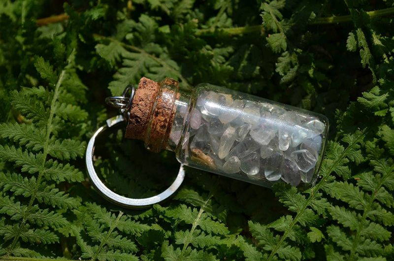 Fluorite Stone Vial Keychain