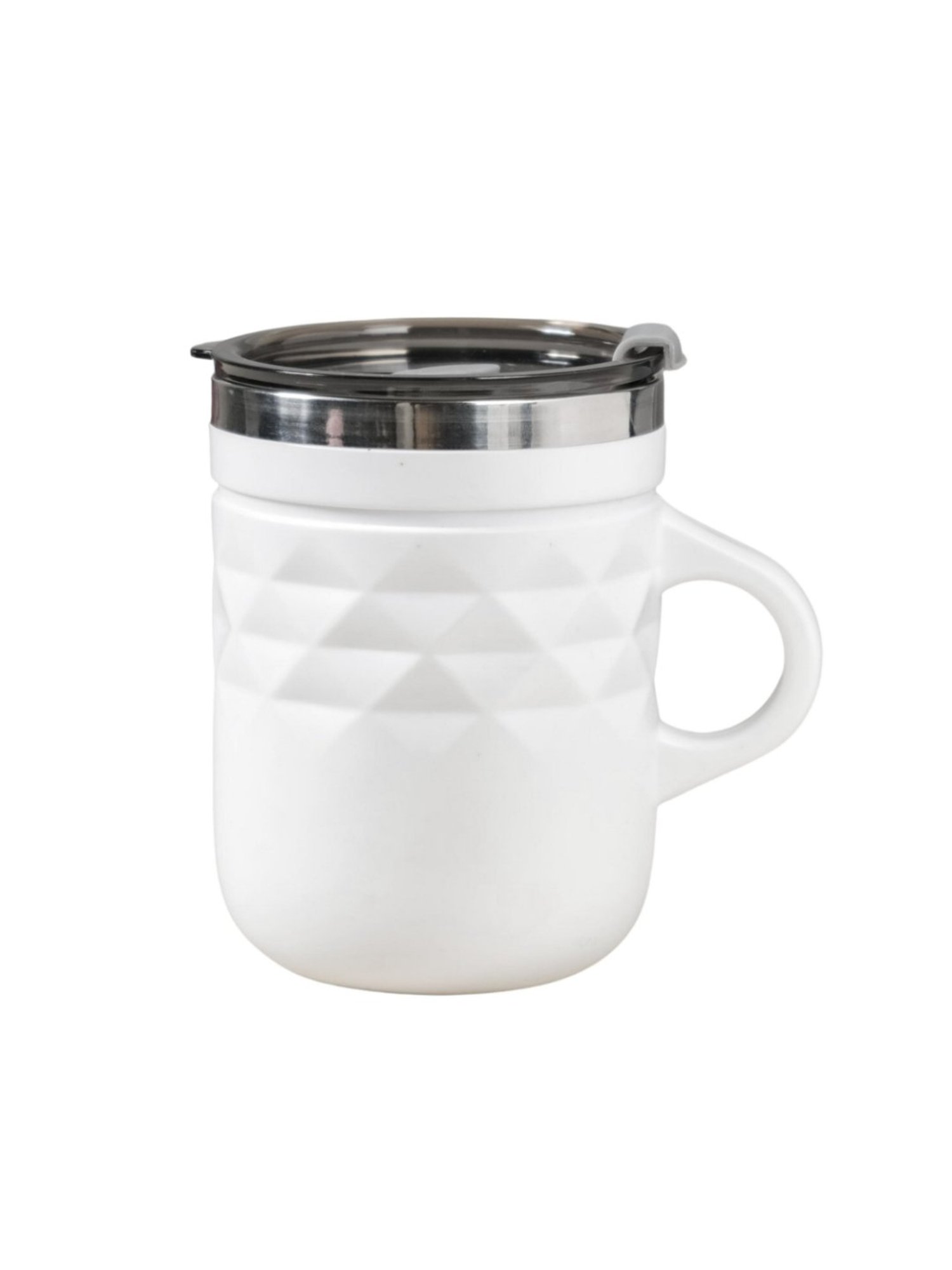 Nestasia Matte White Stainless Steel Double Insulated Spill Proof Travel Tea & Coffee Mug (400 ML)