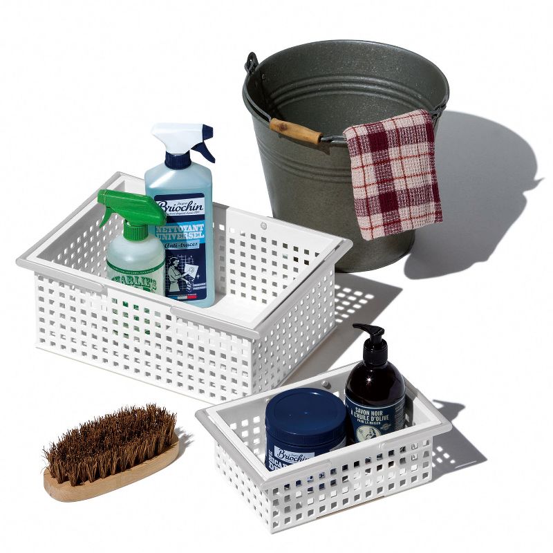 Like-It Versatile Stacking Plastic Home Bathroom Storage Solution Organizer Slotted Basket Tote, Mint (6 Pack)