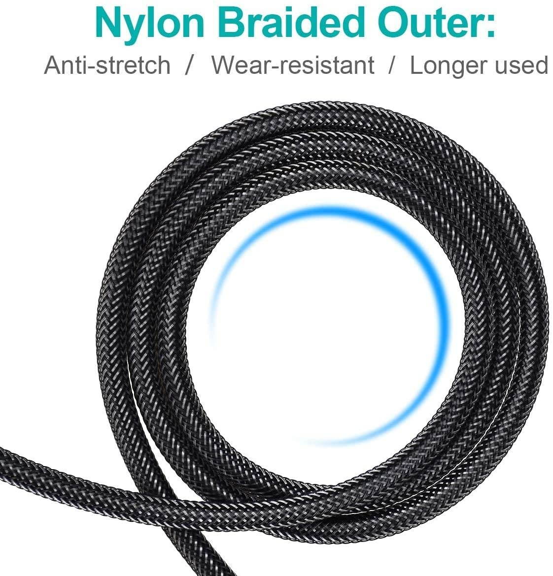 90 Degree Optical Audio CableEMK Toslink Cable Nylon Braided Digital Audio Optical Cable for Sound Bar TV PS4 Xbox Gray (5ft)