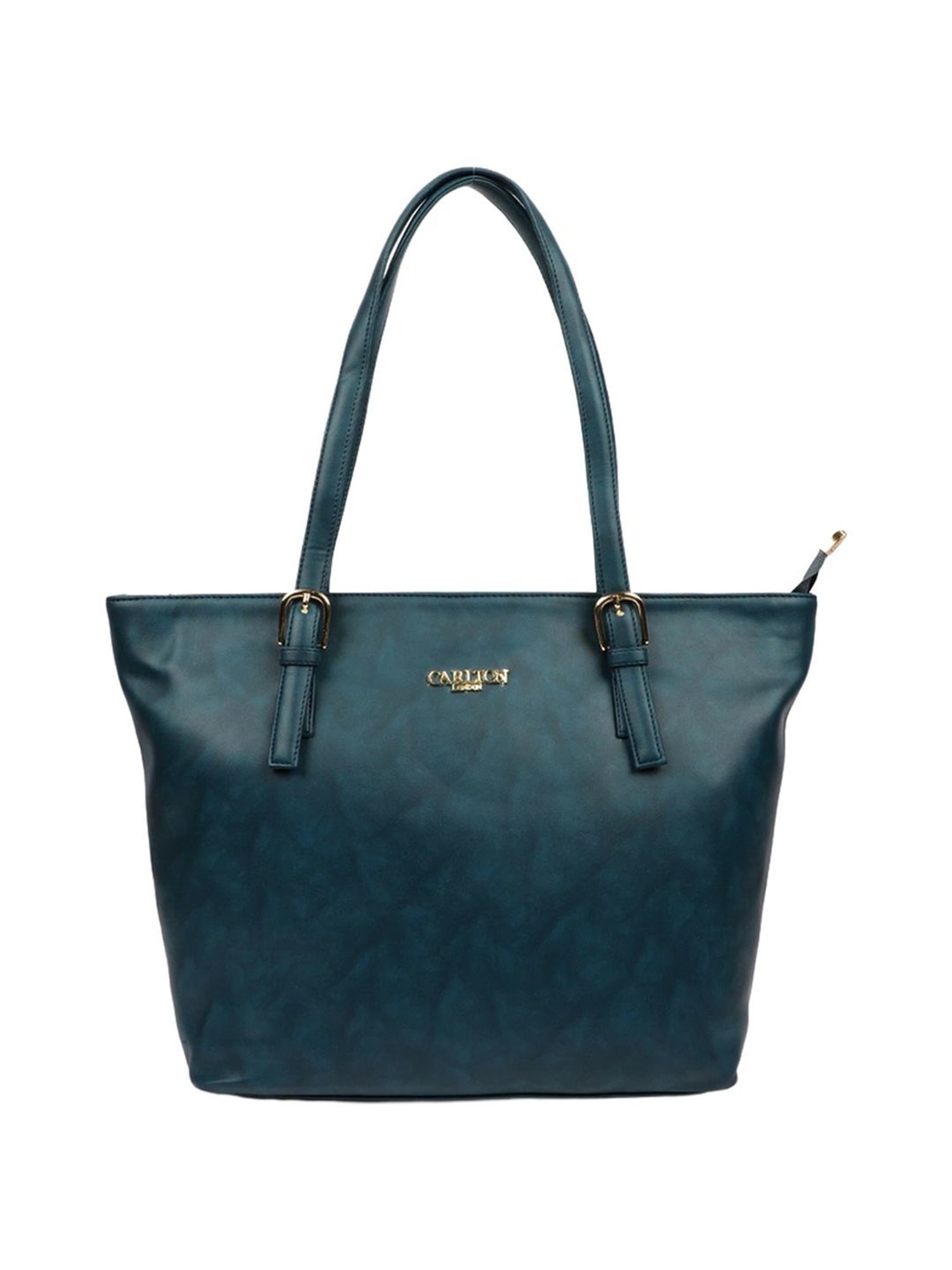 Carlton London Navy Blue Solid Medium Tote Handbag