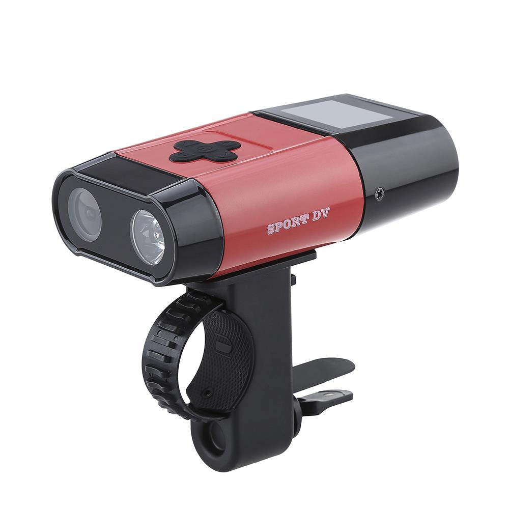 Multi function 1080P Full HD 5.0MP Action Camera Sport Bicycle Motorcycle Video DVR Camcorder 600 Lumen Bike Light with Power Bank Red
