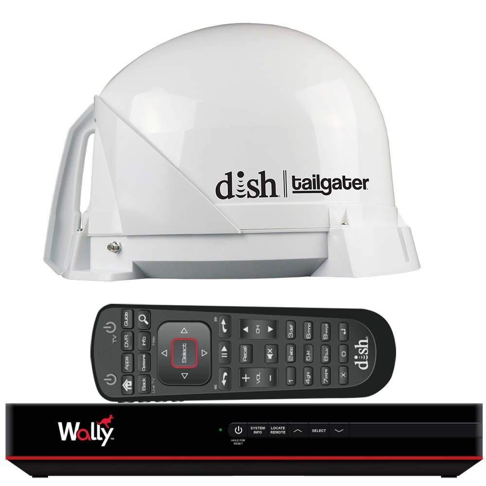 King Dish&reg; Tailgater&reg; Satellite Tv Antenna Bundle W/Dish&reg; Wally&reg; Hd Receiver & Cables