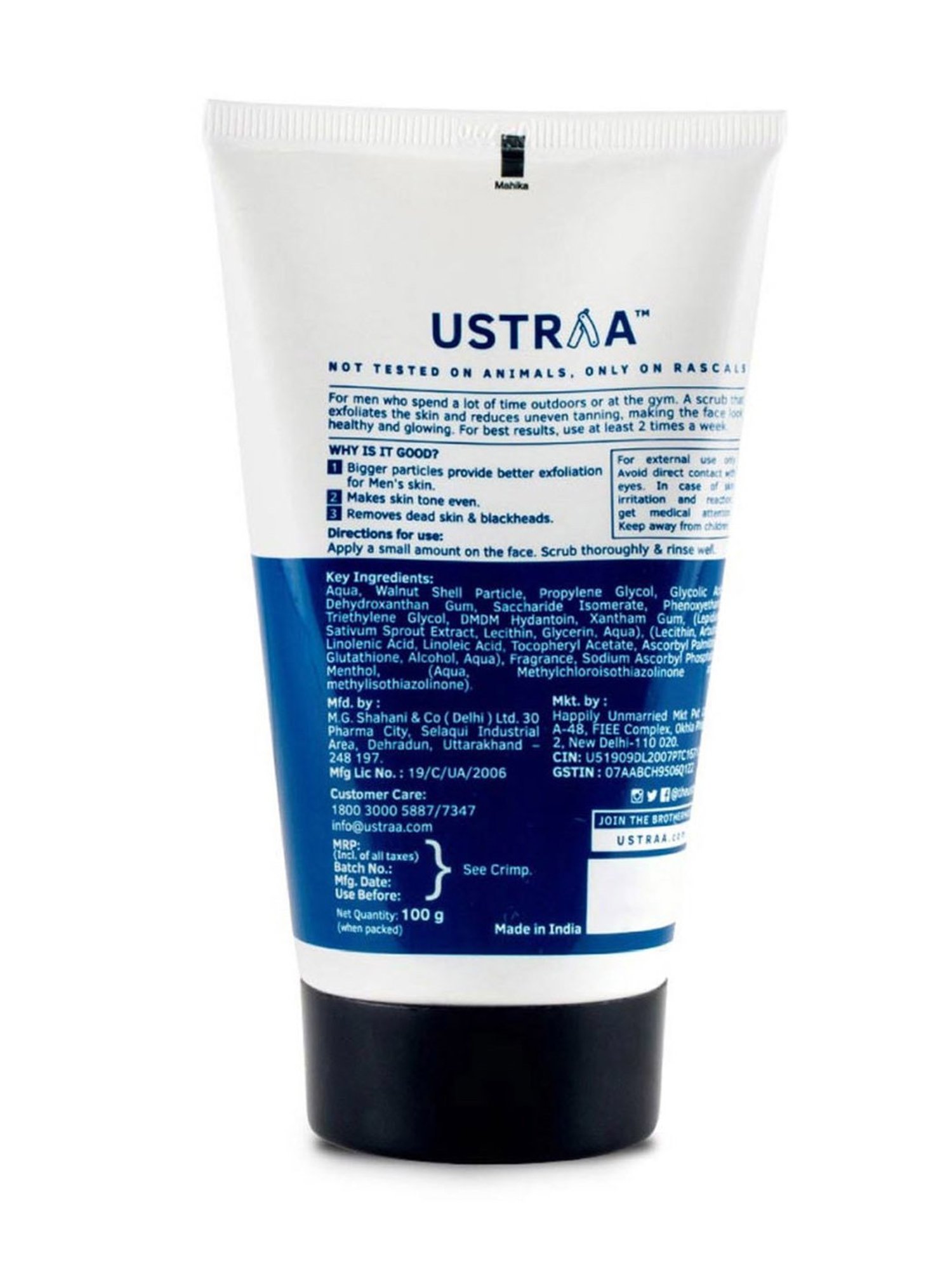 Ustraa Ayurvedic Cold Pressed Oil - 200 ml & De Tan Scrub - 100 gm